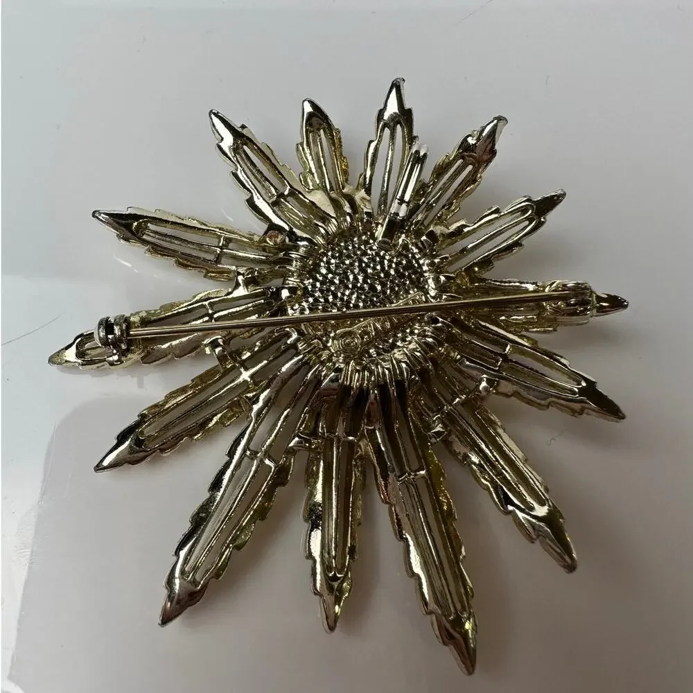 Vintage Sarah Coventry Large Floral Sunflower Brooch Burst 2.5